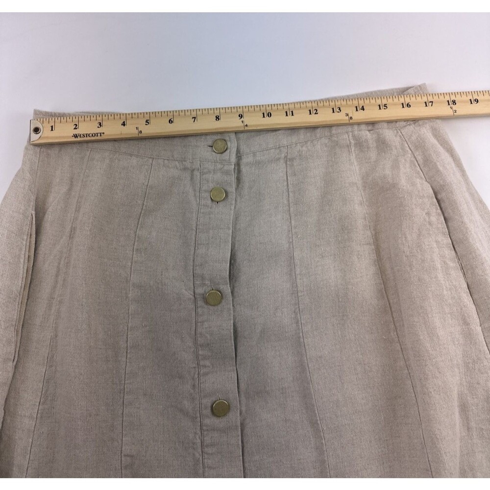 Soft Surroundings Linen Maxi Skirt Button Down Pockets Natural Tan Womens Large - Picture 8 of 12